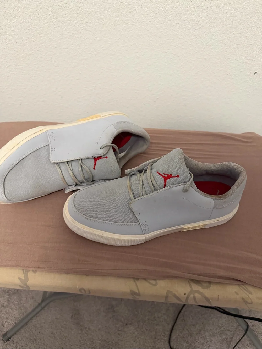 Jordan Men’s Low-Top Sneakers in Light Gray with Red Jumpman